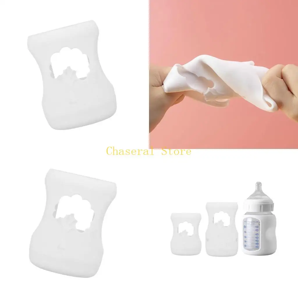 

E7CE Soft Silicone Sleeve for Wide Neck Glass Baby Bottles, Anti Slip and Breakage Protections Case Cover