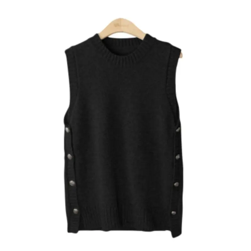 New Sleeveless Knitwear Japanese Kam Shoulder Vest Sheep Sweater Tank Top Women\'s Design Feels Small