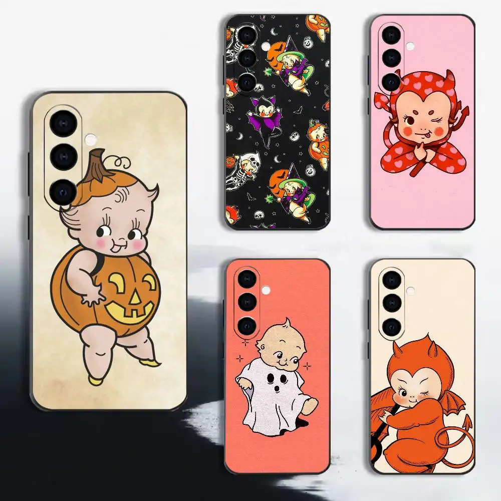 Cute K-Kewpie angle baby  Phone Case For Samsung A72,A71,A72,A70,A53,A52,A51, Black Soft Cover TPU