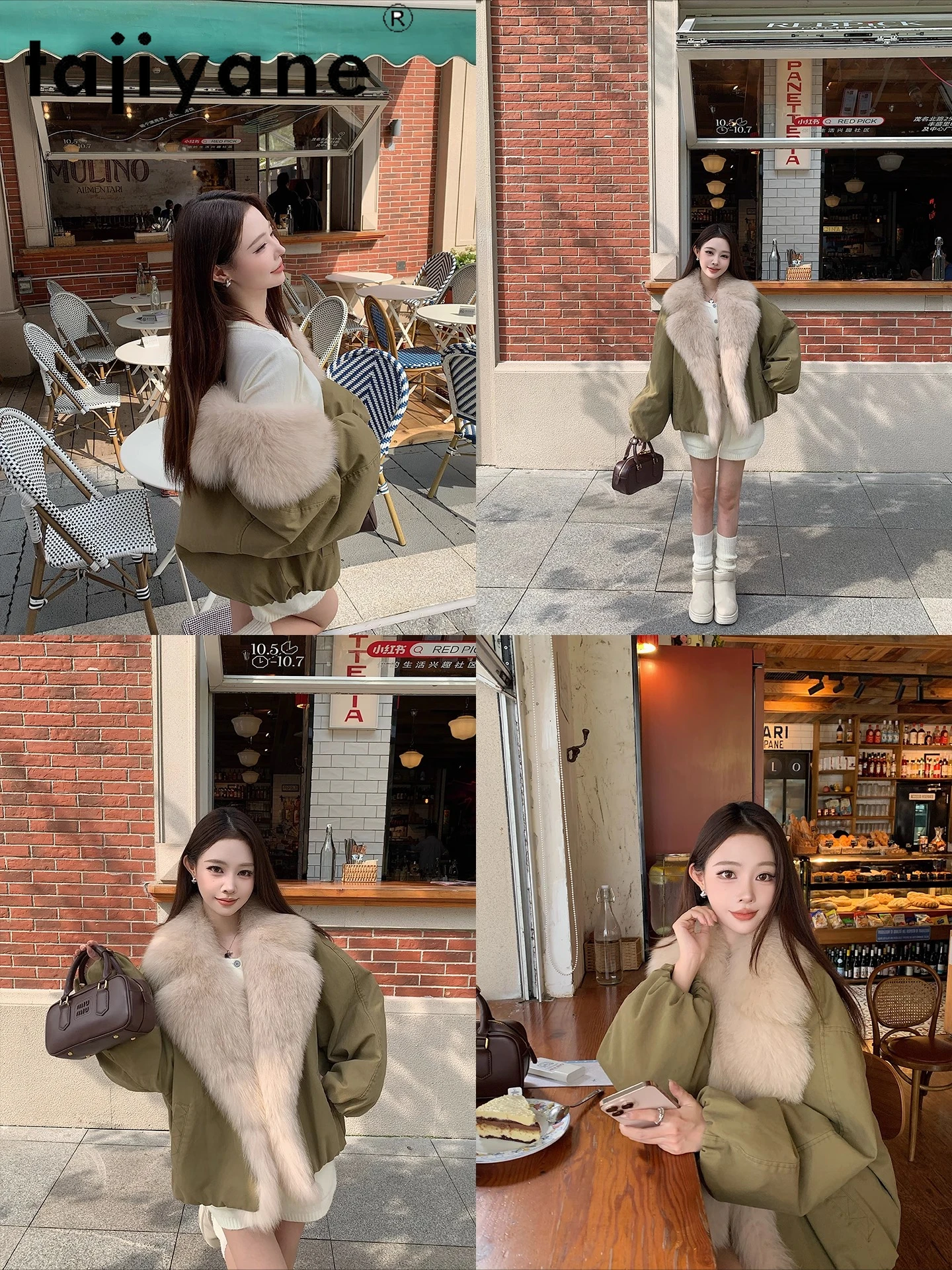 TAJIYANE Women's Natural Rex Rabbit Fur Liner Coat Fox Fur Collar Female Parka Warm Winter Jackets Woman Clothes 2025 fourrure