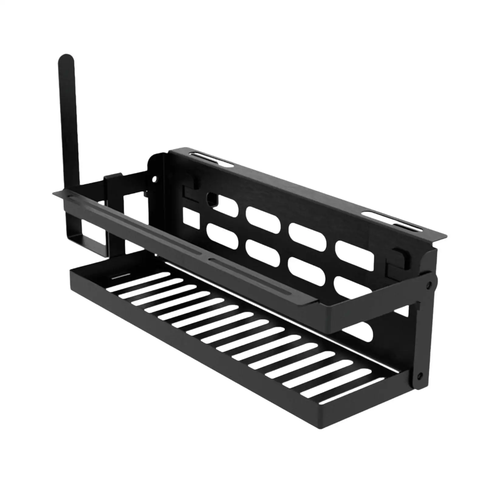 Griddle Spice Rack for Kitchen Bathroom with Utensil Strip and Paper Towel Holder Foldable Carbon Steel Side Shelf Tool Holder