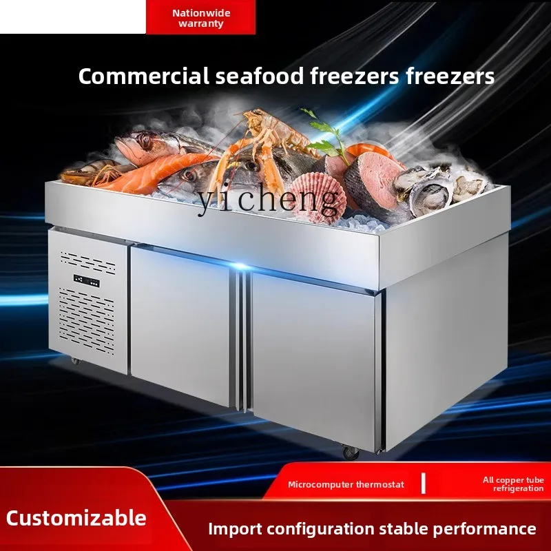 

ZC Seafood Ice Table Buffet Barbecue Hot Pot Mingfang Refrigeration Ice Tank Double Temperature A La Carte Freezer
