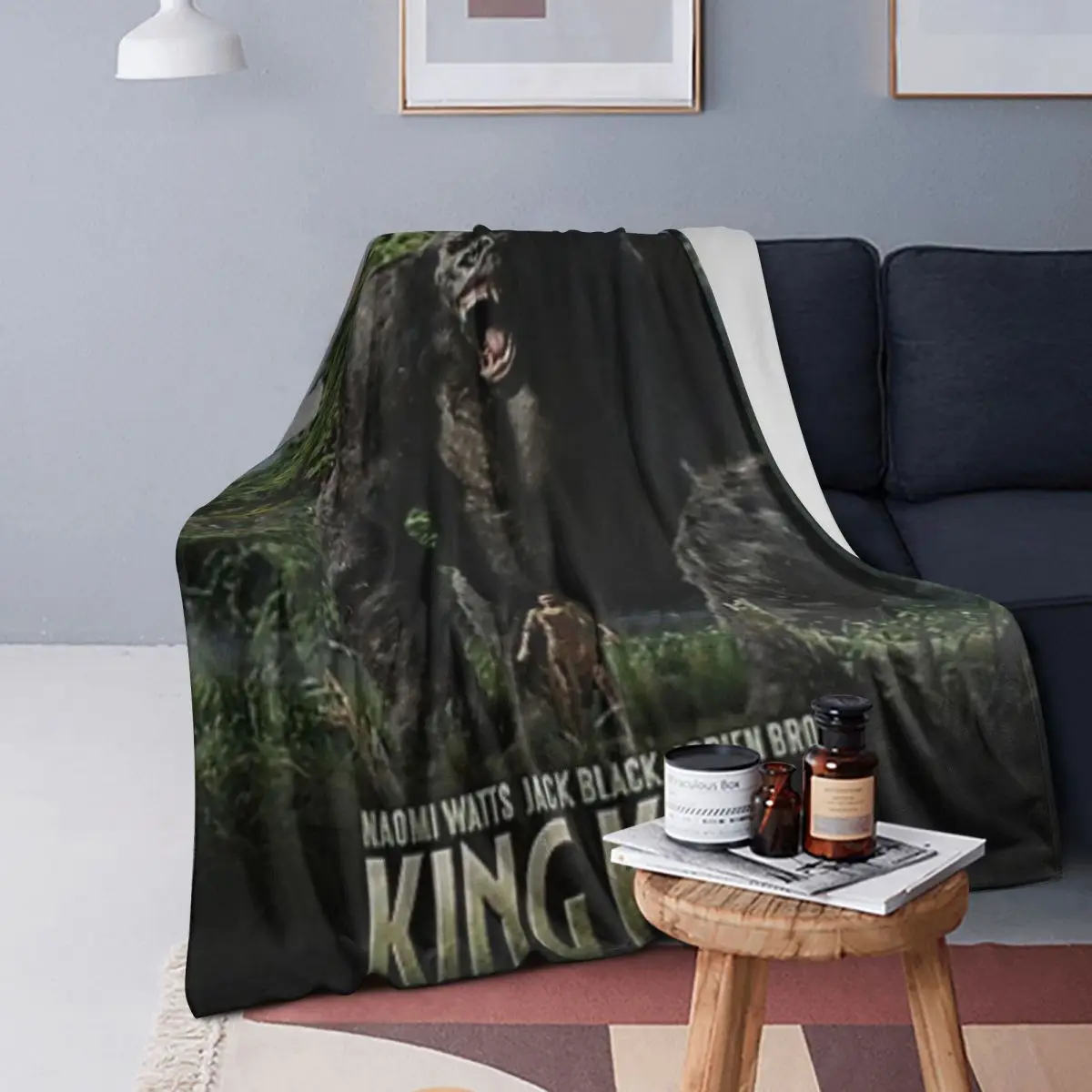 King Kong Blanket Soft Warm Flannel Throw Blanket Bedspread for Bed Living room Picnic Travel Home Couch