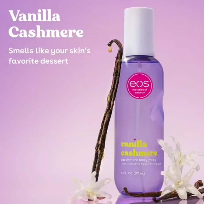 eos 177ml Vanilla Cashmere Body Mist Brand Fresh Natural Daily Fine Spray Hyaluronic Acid Moisturizing Body Hair Fragrance Spray