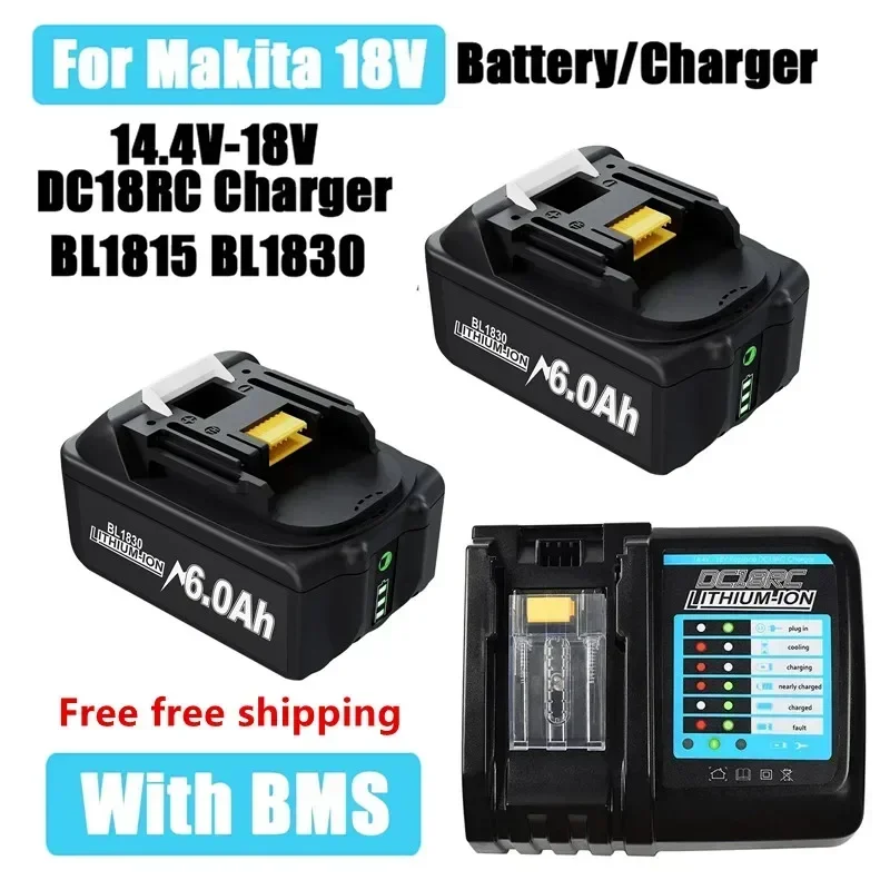 

for Makita 18V Battery 6000mAh Rechargeable Power Tools Battery 18V makita with LED Li-ion Replacement LXT BL1860B BL1860 BL1850