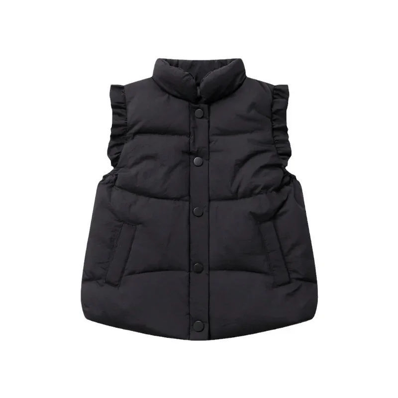 Fashion Warmth Baby Girls Puffer Vest Ruffle Sleeved Light Weight Child Waistcoat White Duck Down Children Outerwear 2-10 Years