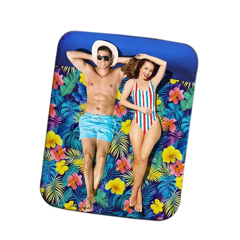 Inflatable Double Floating Cloth Cover Lounge Chair Adult Sunbathing Pool Soaking Mattress