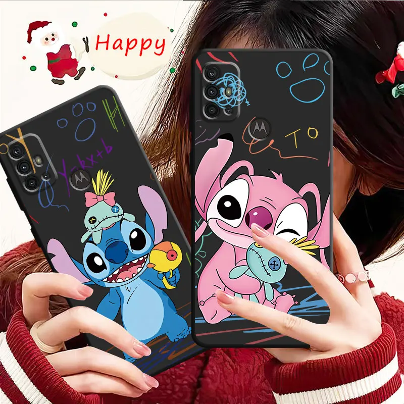 Case For Motorola Edge 40 30 20 Lite G72 G71 G60 G53 G52 G50 G51 G31 G30 G22 One Fusion Plus Disney Mickey Minnie Stitch Angel