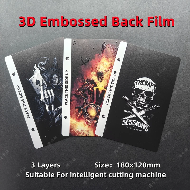 

10pcs 3D Embossed Back Film For Cutting Machine Skull Patterns Back Sticker Decorative Cover Skeleton Skin