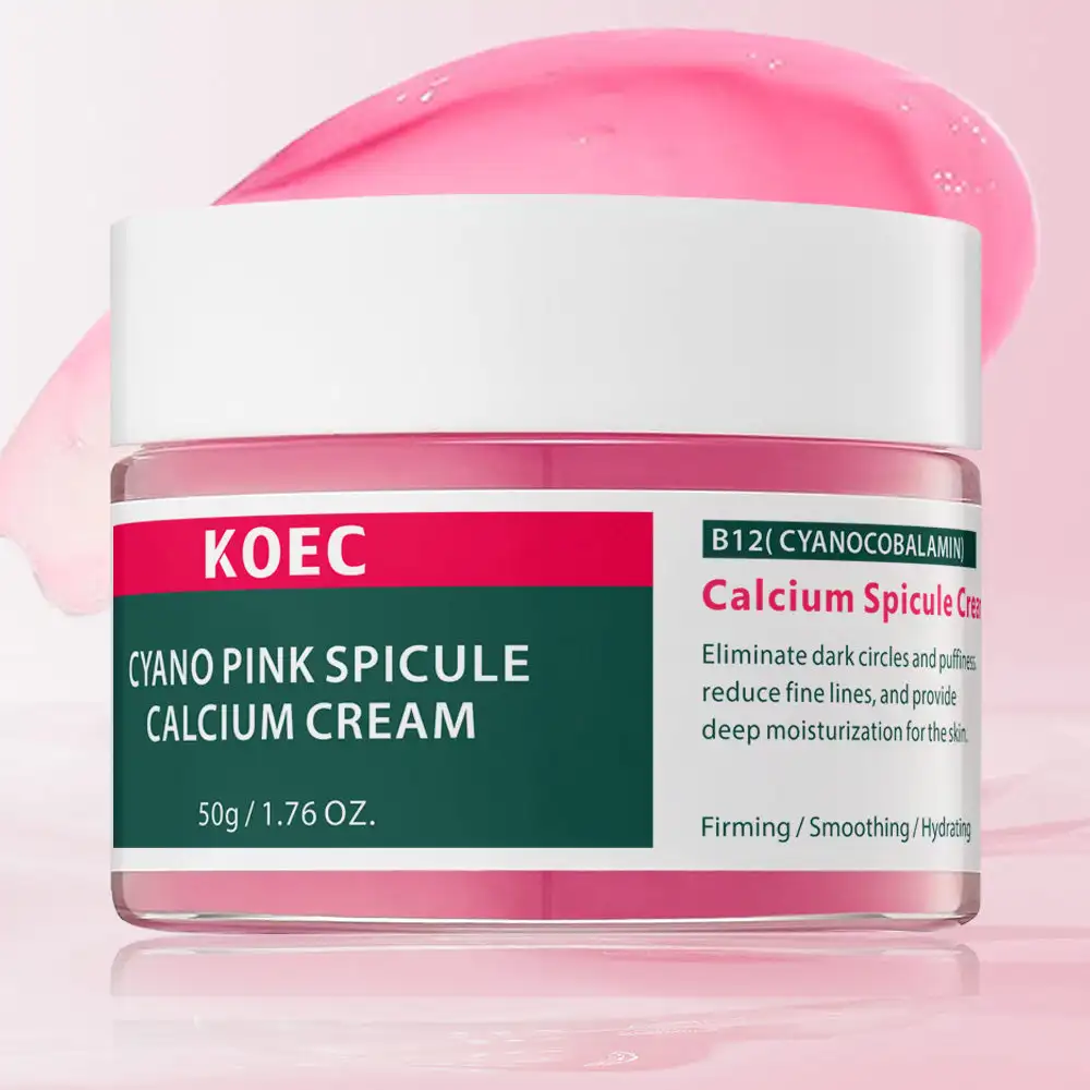 50g KOEC Pink Spicule Microneedling Calcium Eye Cream Firming Hydrating Eliminate Dark Circles Fine Lines Collagen Vitamin B12
