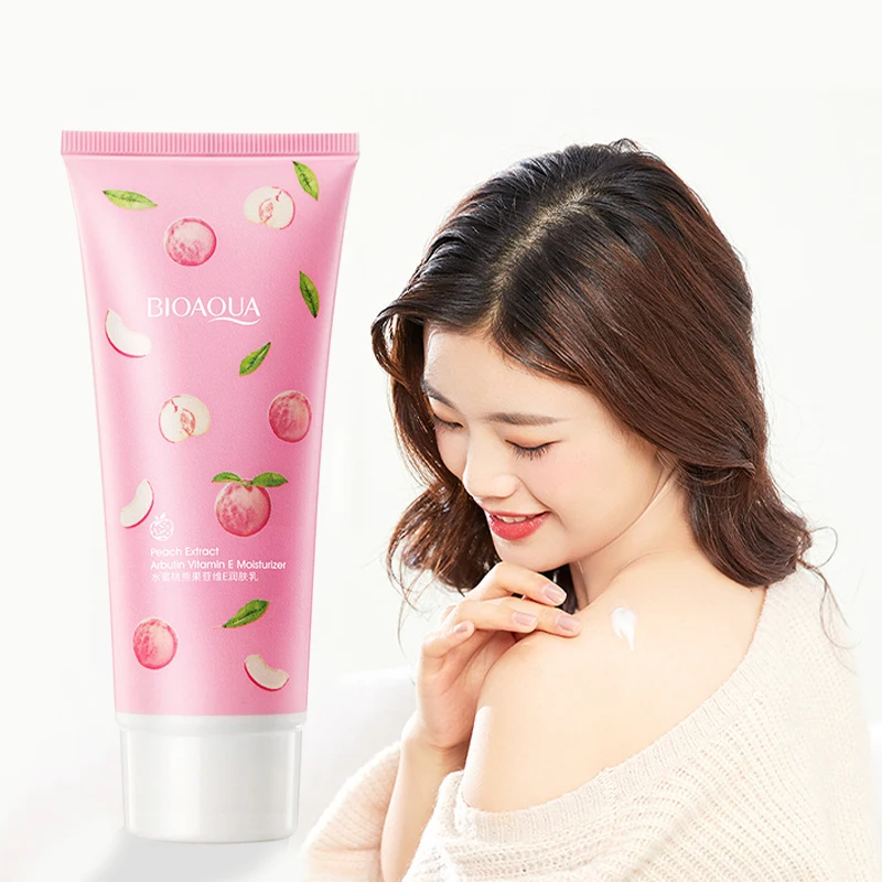 BIOAOUA 100g Peach Lactobacillus Vitamin E Body Lotion Moisturizing Whitening Nourishing Brightening Skin Elasticty Body Care