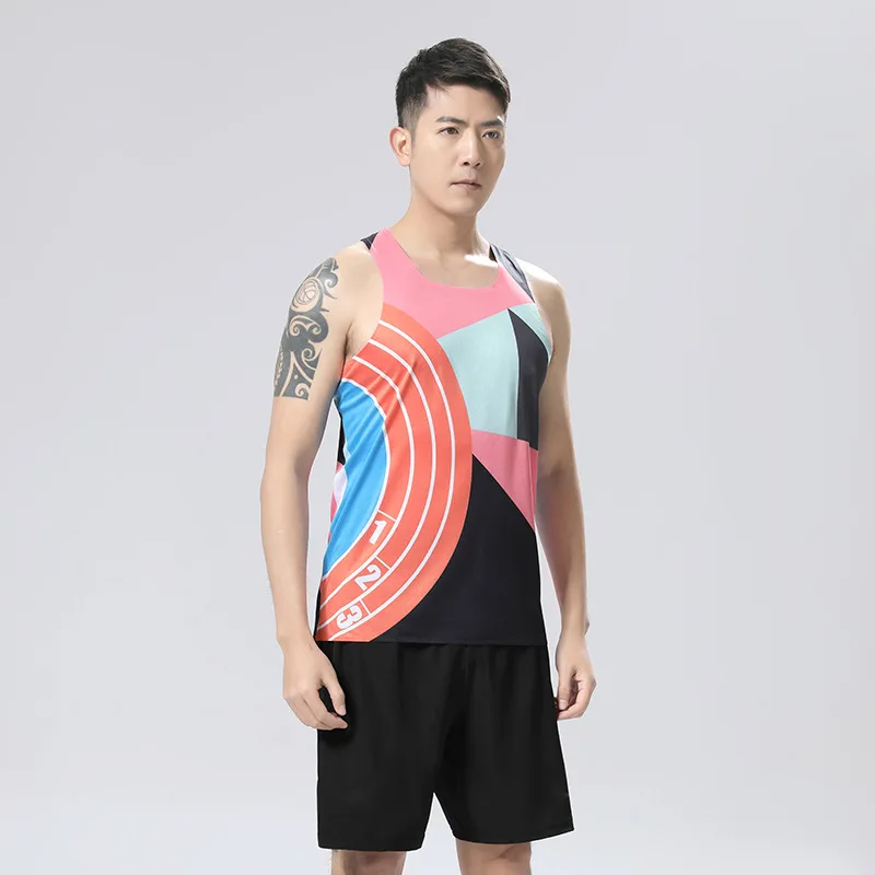 Marathon running quick drying clothes athletics off-road fitness training breathable sweat wicking gym tank top men