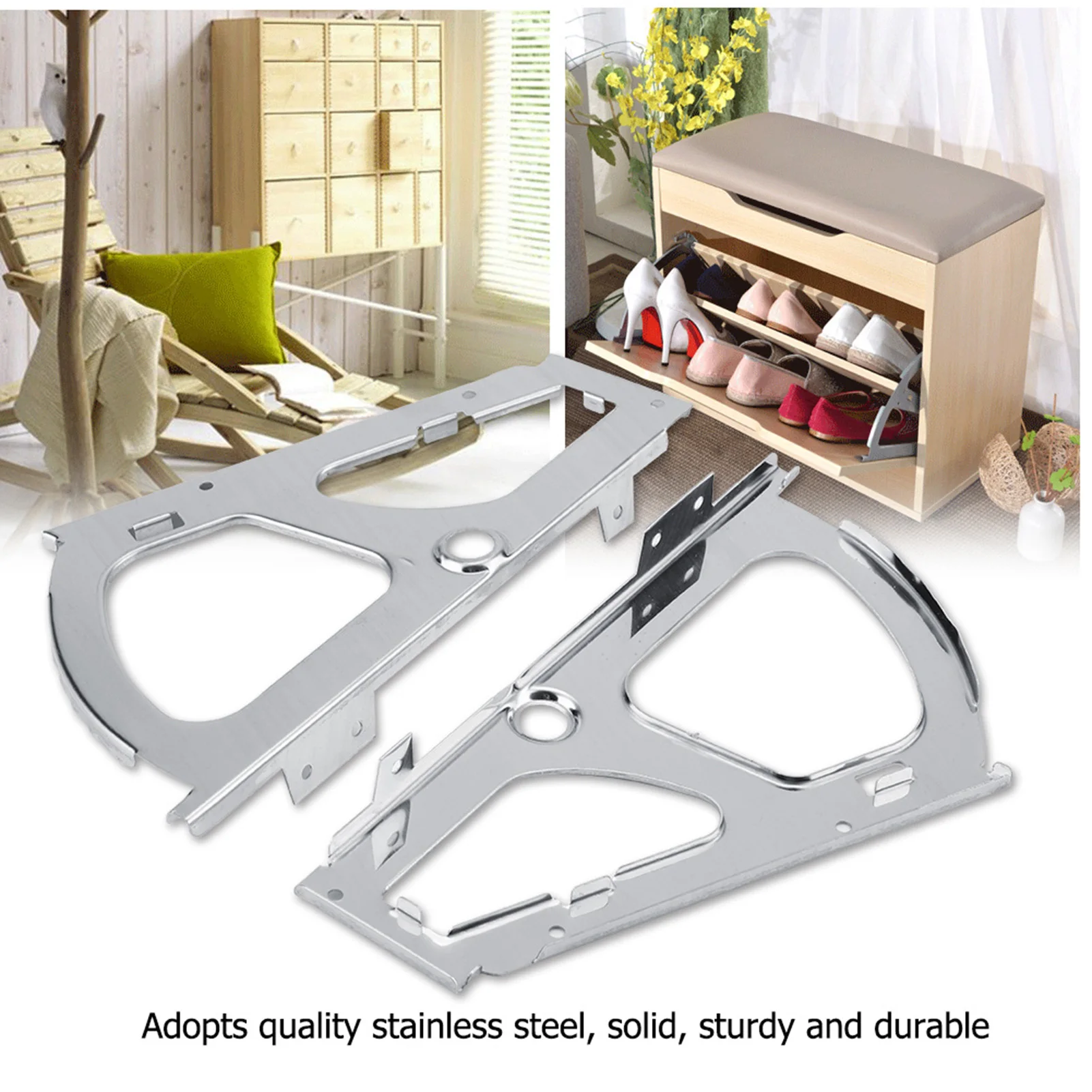 2Pcs Stainless Steel Shoes Drawer Cabinet Hinges Turing Rack Replacement Fittings(1 Layer)