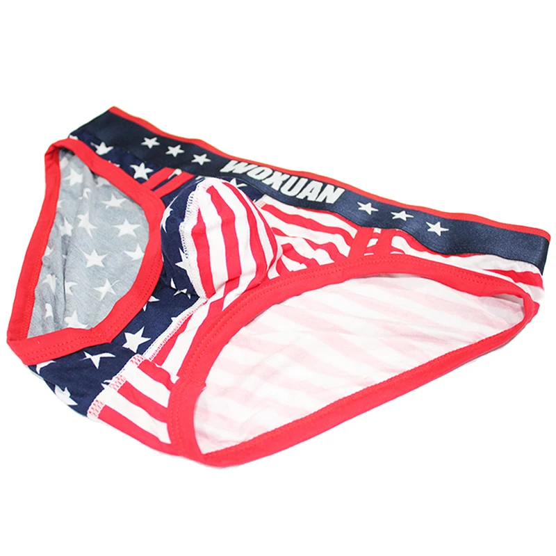 Fashion Men\'s Underwear Briefs Printed USA Flag Shorts Panties Tight Boy Briefs Breathable Man Underpants