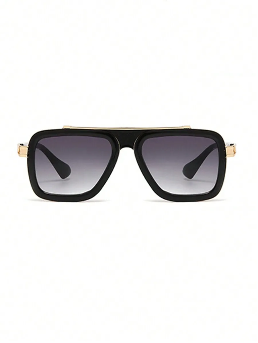 1pc Men's Double Beam Fashion Glasses, European And American Style Streetwear Shades, And Versatile Eyeglasses For Outdoor Gatherings Accessories Beach Accessories Glasses Shades Looks Street Style And Suit For Sweater Jacket Sweatshirt Hoodie Leather Pan - view 2