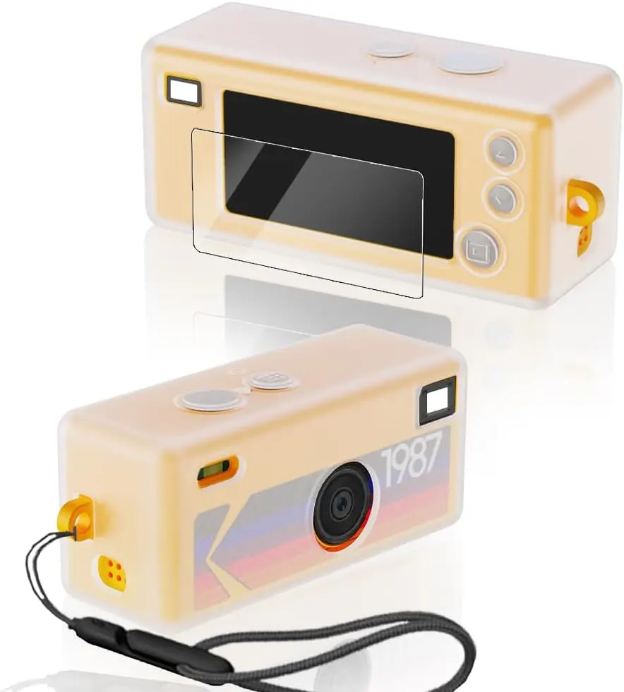 Silicone Case for Keychain Digital Camera, Includes Screen Protector and Lanyard, Transparent, Fits Keychain Accessories
