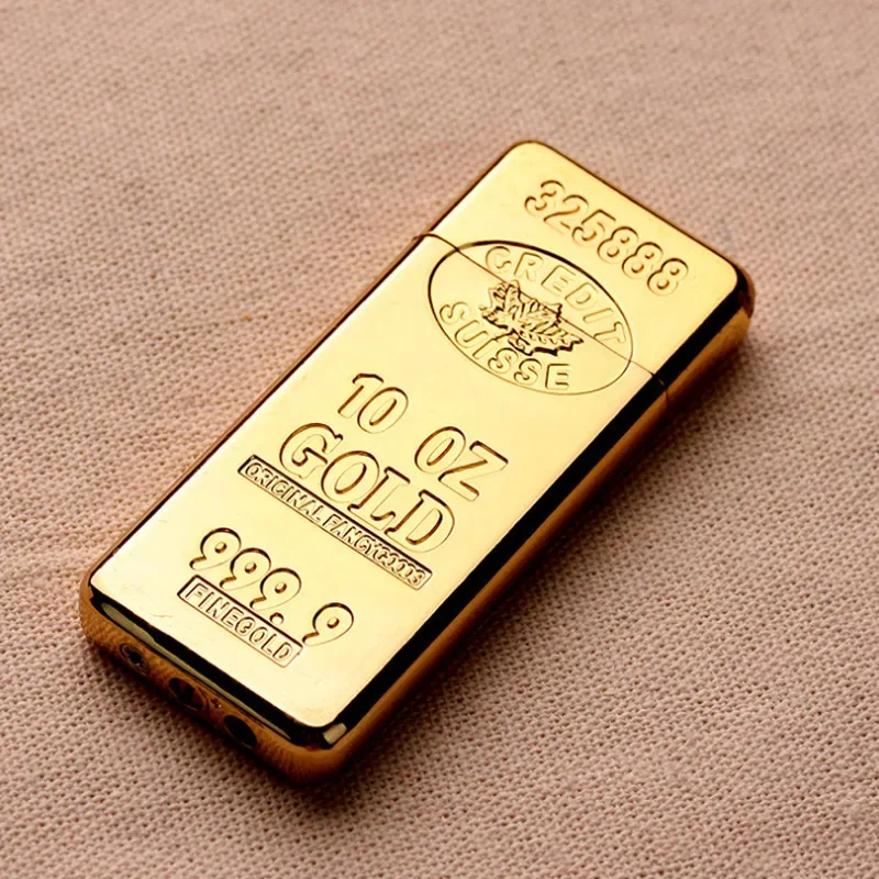 Novelty thin gold brick bar lighters smoking accessories cool torch butane gas Inflatable flint grinding wheel open fire lighter