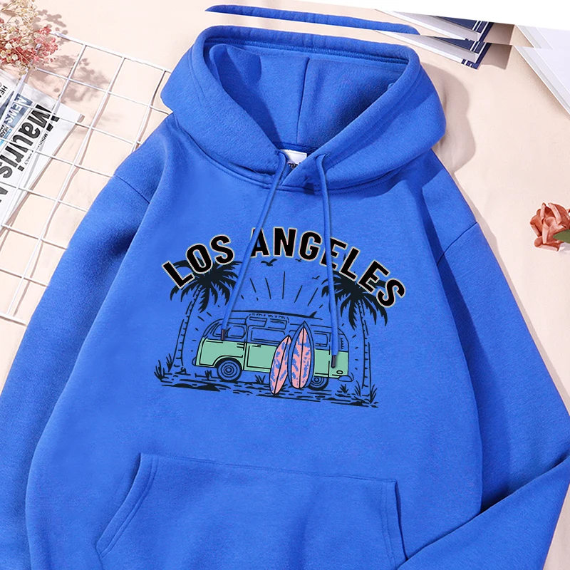 Los Angeles Printed Men'S Hoodie Fashion Versatile Sweatshirts Unisex Drawstring Tracksuit Streetwear Comfortable Pocket Tops