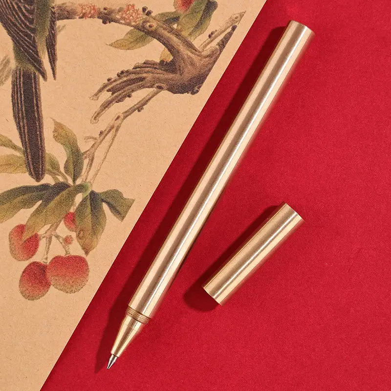

High Aesthetic Brass Metal Business Neutral Pen Signature Office Ballpoint Pen Black 0.7 Pen Core School Student Stationary Gift