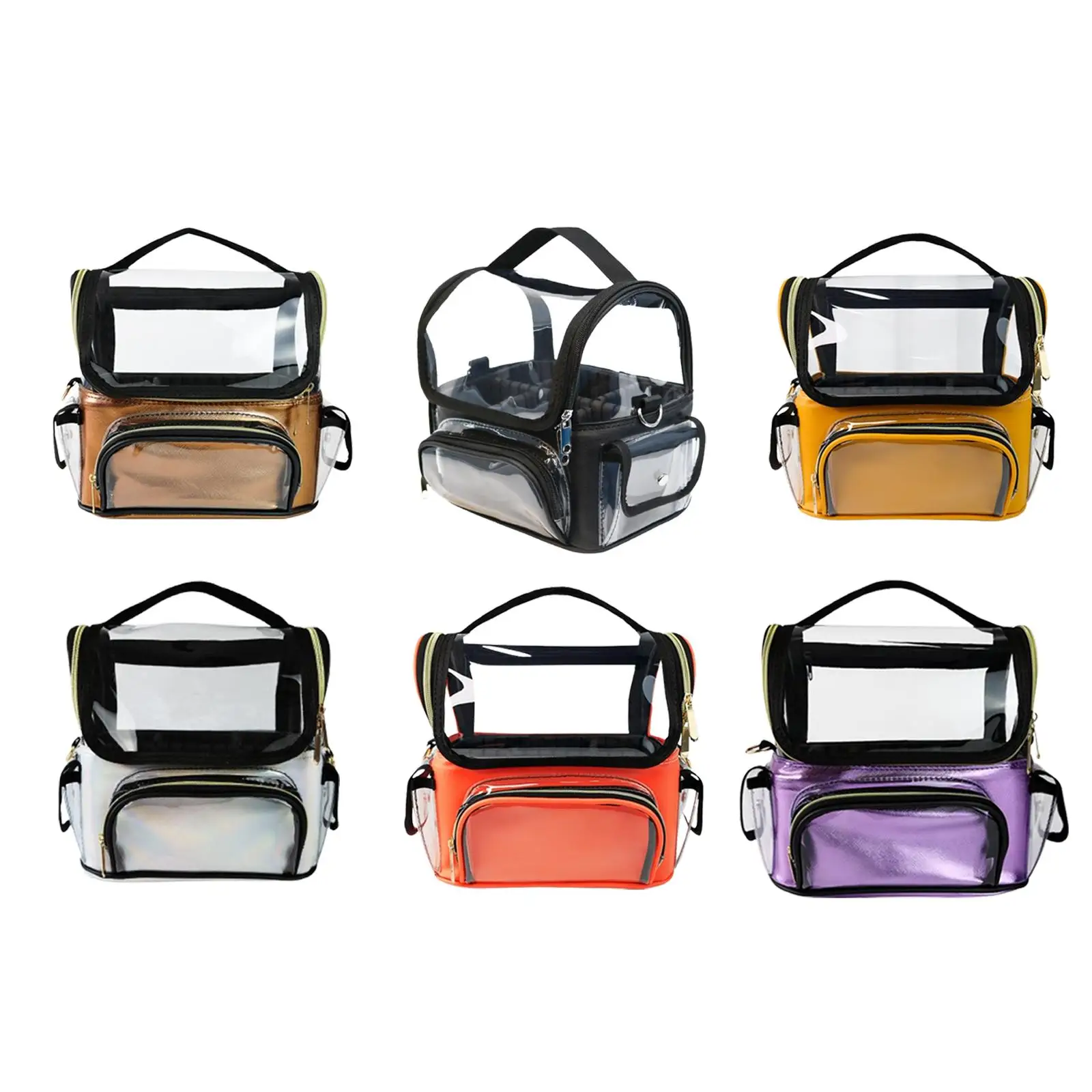 

Органайзер для макияжа, прозрачный портативный профессиональный органайзер с регулируемым перегородкой, дорожная косметичка для визажиста, женщин и девочек