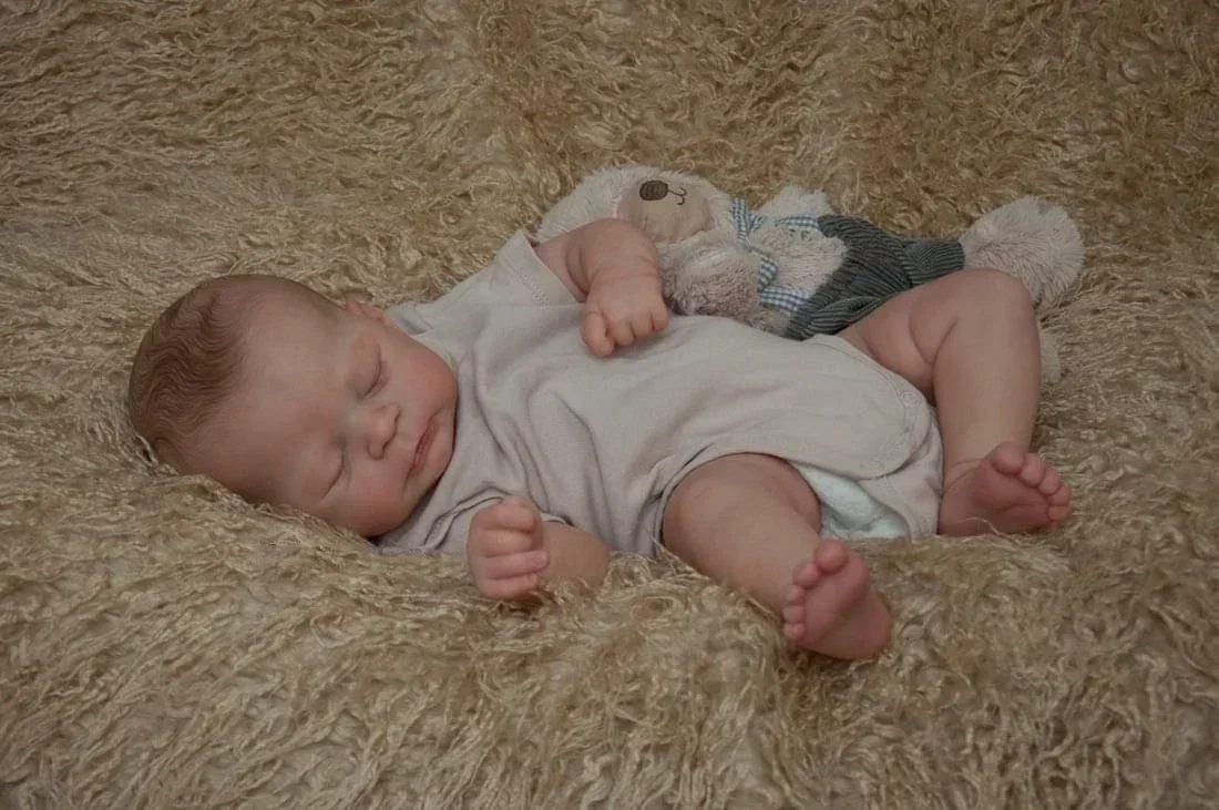 48CM Timothy Reborn Baby Doll Newborn Sleeping Baby Genesis Hand Painted Doll with Visible Veins Collectible Art Doll