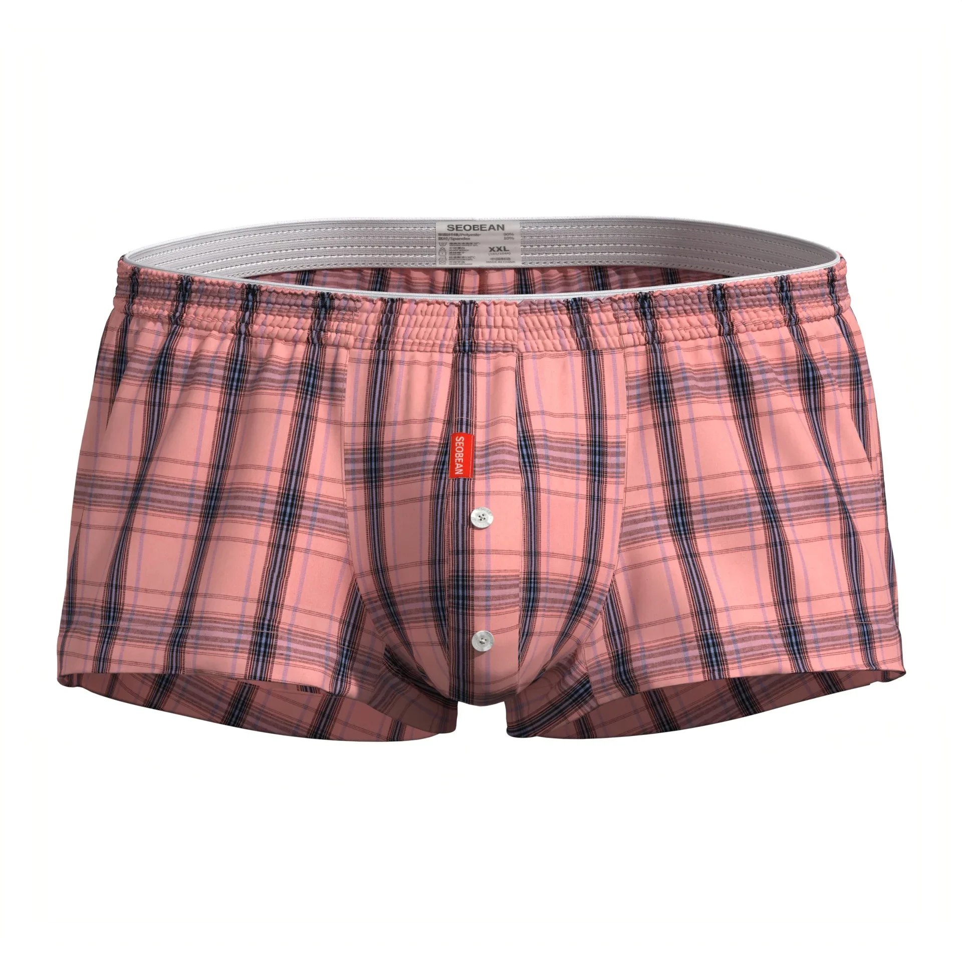 

SEOBEAN 2025 Men's Cotton Plaid Woven Boxer Shorts Pajama Loose Fit Male High Quality Comfortable Breathable Underwear Clothing