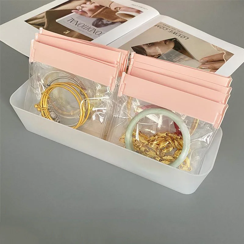 EVA Transparent Anti Oxidation Sealed Storage Bag Jewelry Packaging Jewelry Organizer Soft Pink Waterproof Convenient Practical