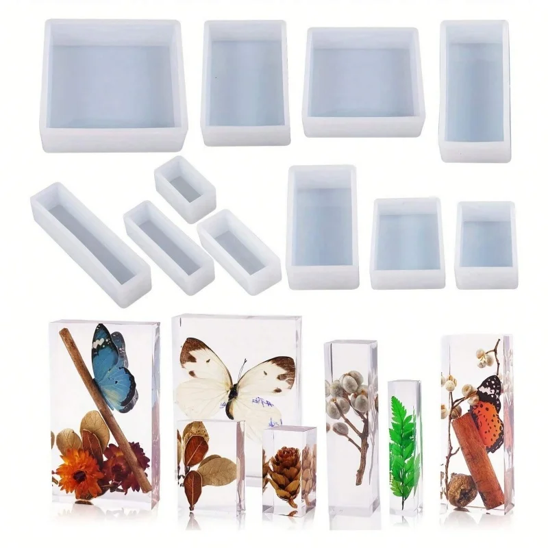 

11pcs Epoxy Resin Molds, Different Sizes Silicone Square Ball, Dried Flower Leaf, Insect Specimen DIY Jewelry Making