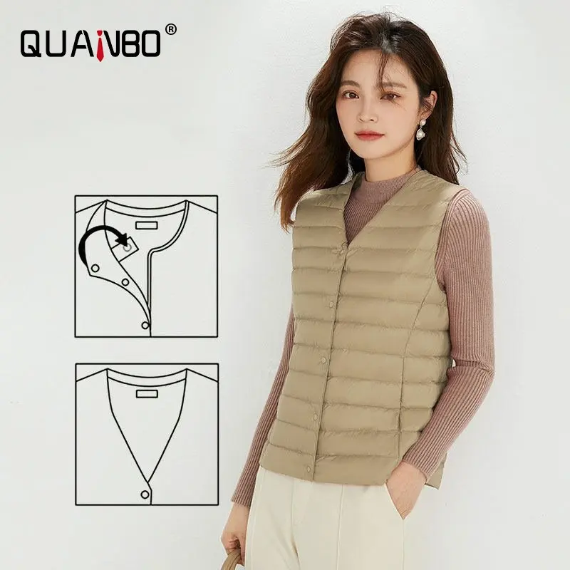 Women Sleeveless Puffer Vest Women\'s Ultra Light Down Vest Women Two Ways Waistcoat Portable Warm Sleeveless Winter Liner