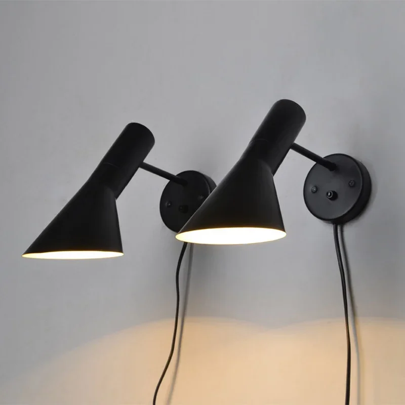 Modern Black White Metal Wall Lamp Replica Arne Jacobsen Wall Sconce Adjustable Shade Bedside Wall Light for Bedroom Cafe Bar