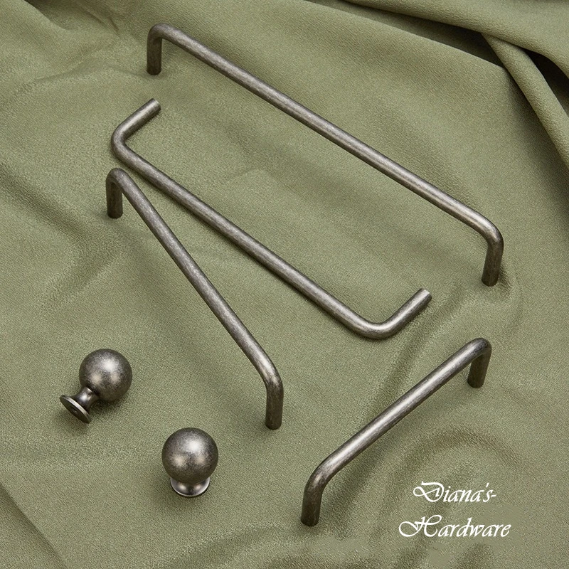 Ancient Silver Decorate Cabinet Handles and Knobs Furniture Brass Elbow Wardrobe Drawer Simple Retro Long Cabinet Door Handle