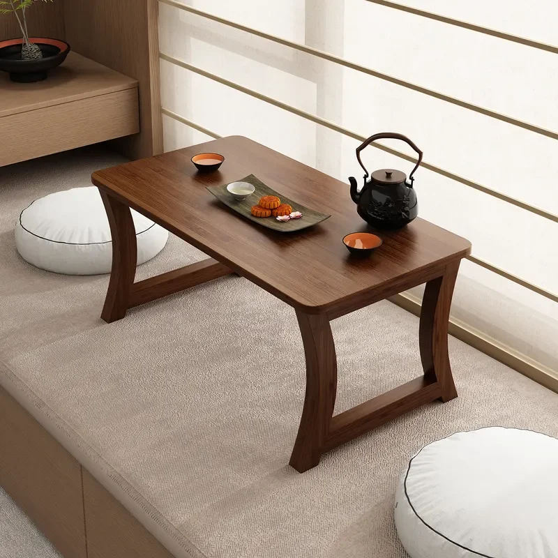Solid Wood Folding Bay Window Table Low Tatami Desk for Small Space Living Room Coffee Tea Table Nanzhu Kang Bed Side