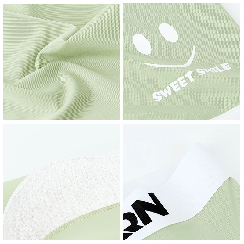 Мужские трусы-боксеры — нижнее белье с принтом Sweet Smile, 89% полиэстер, 11% спандекс, светло-зеленый с белой отделкой, мягкая эластичность