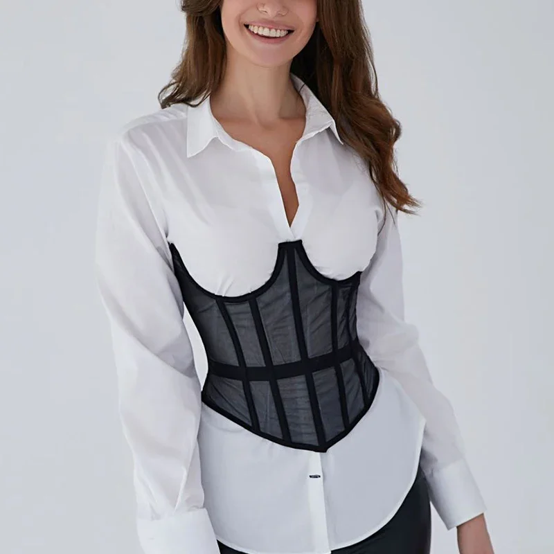 CRIS Plastic Bones Decorative Strong Mesh Underbust Corset