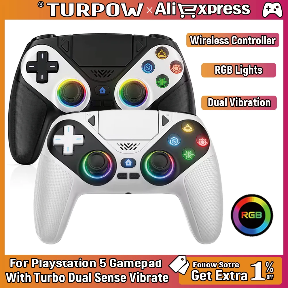 Manette de jeu pour Playstation 5 contrôleur sans fil Console PS5 contrôleur de jeu avec programmation de vibration Turbo double sens