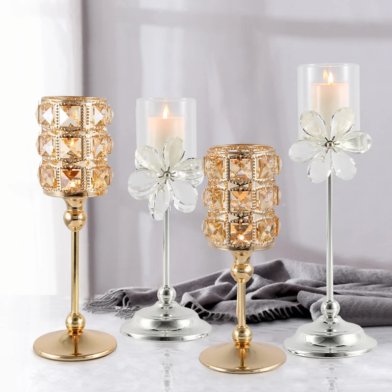 

Gold Metal Candle Holders Pillar Candle Centerpieces Table Mantel Fireplace Decor Metal Candlestick Nordic Home Decor