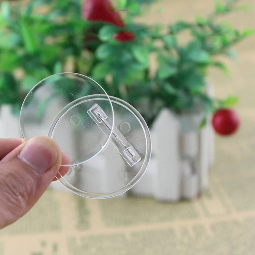 

50pcs 40Mm Round Diy Acrylic Badge Brooch Accessories Transparent Brooch For Christmas Party Cosplay Glow School Events