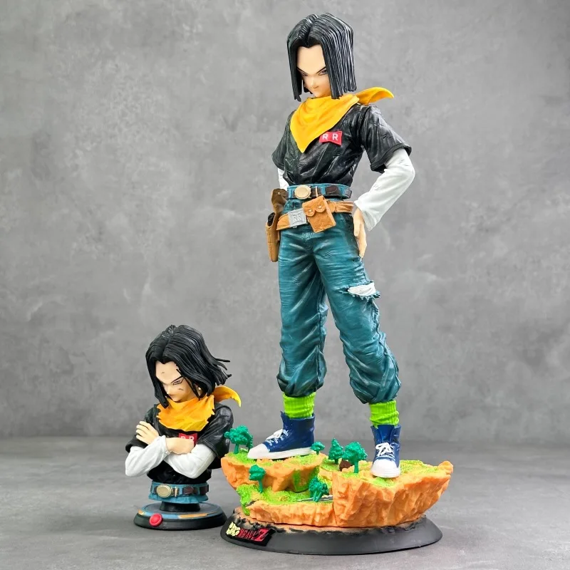 31cm New Dragon Ball Anime Figure Android 17 Peripheral PVC Model Scene Statue Desktop Decoration Ornaments Birthday Gifts Toys