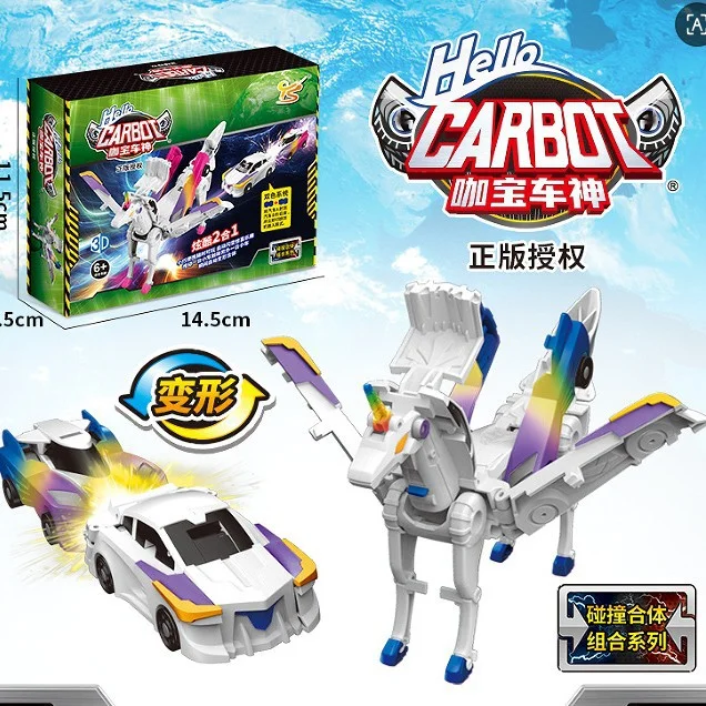 Nwj Transformujący się w Jednorożca Samochodzik - Transformacja po Kolizji w Jednorożca, Zestaw 2 sztuk dla Dzieci, Świetny Prezent, Popularny Samochodzik Transformujący się 2-w-1