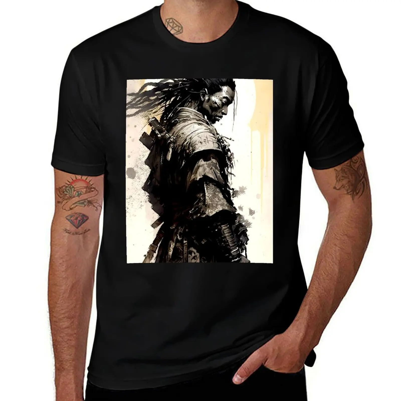 

Yasuke Black Samurai in 1579 Feudal Japan No. 8 on a Dark Background T-Shirt Blouse cotton t shirt men