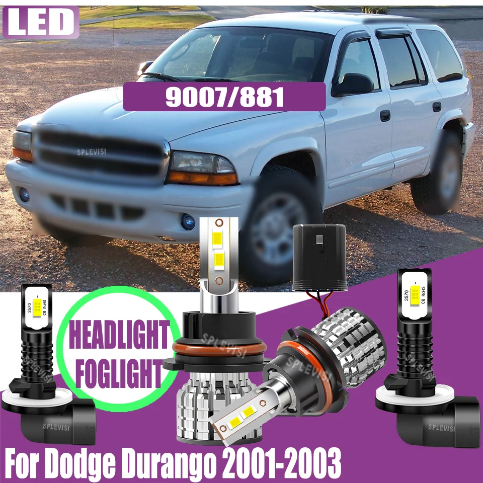 

Crisp 6000K White LED Headlight & Fog Light Combo - 350% Brighter For Dodge Durango 2001 2002 2003 Dakota 2001 2002 2003 2004