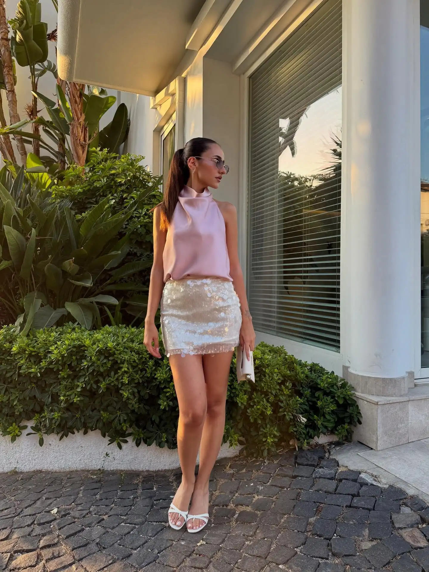 HH frauen Neue Mode Vielseitig Hohe Taille Schlank Solide Pailletten Rock Weibliche Sexy Hüfte Seite Zipper Punk Party Kurzen rock Mujer