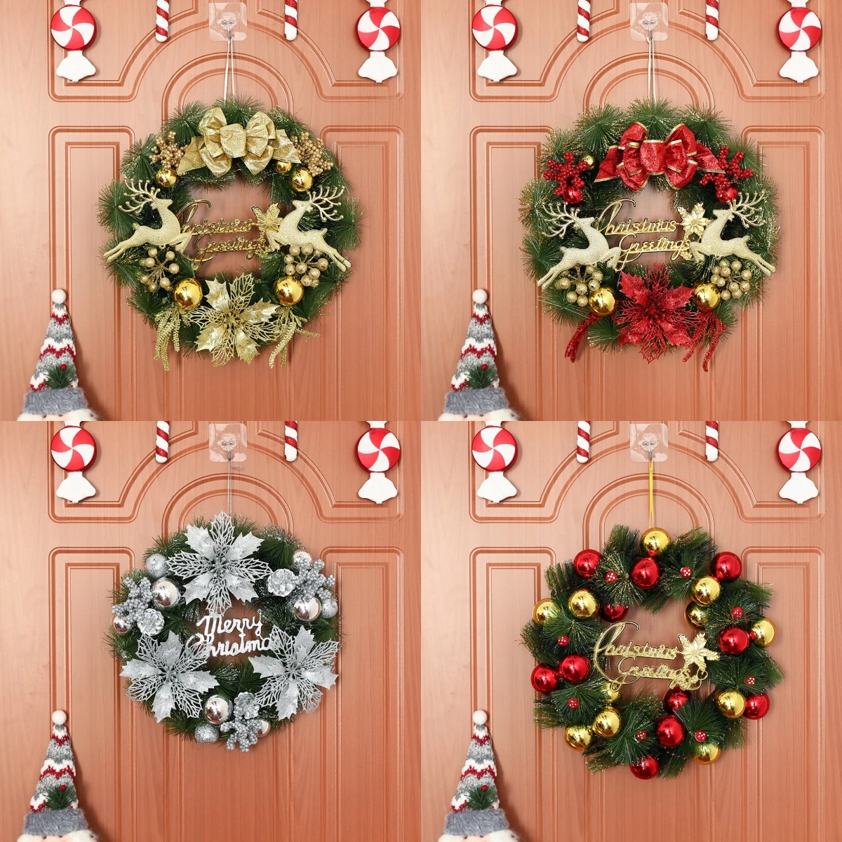 

35/40cm Christmas Wreath Door Decoration Elk Wreath Gorgeous Christmas Door Wreath Hanging Ornaments Front Door Flower Garland