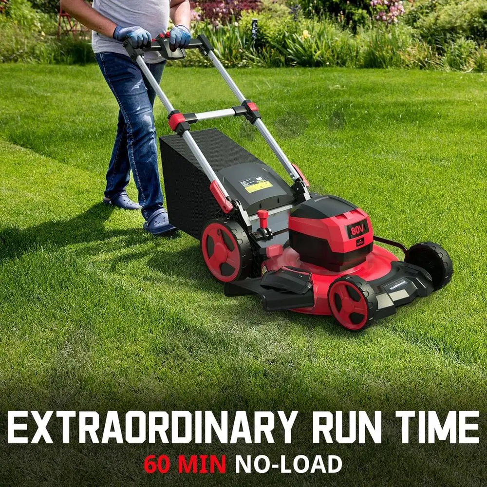 Mesin Pemotong Rumput Tanpa Kabel 22 80V, 3-in-1 dengan Baterai Li-ion 6.0Ah dan Pengisi Daya