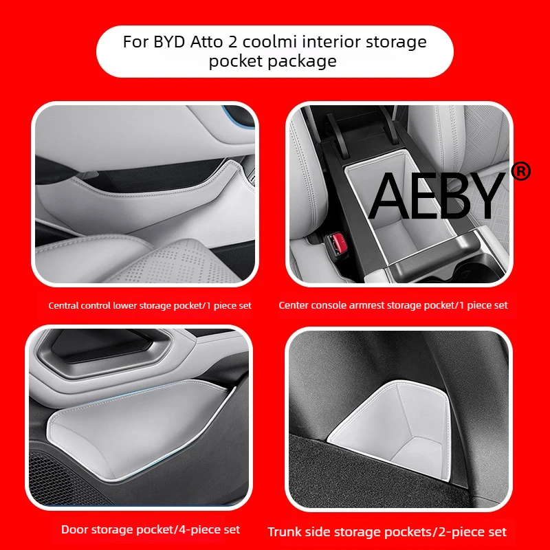 AEBY لـ BYD Atto 2 2024 منظم وحدة التحكم المركزية السفلية من الجلد، مضاد للانزلاق وسهل الوصول، منظم داخلي من الجلد الفاخر #6