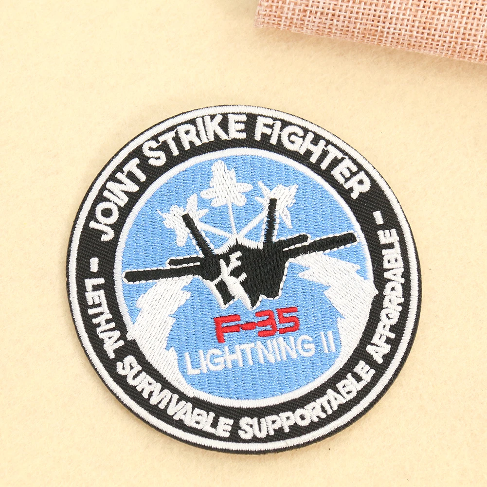 2Pcs Fighter Airbone USA Air Force F35 Lightning II Embroidery Patch Iron on Applique Sewing Accessories Patchwork Fabric DIY