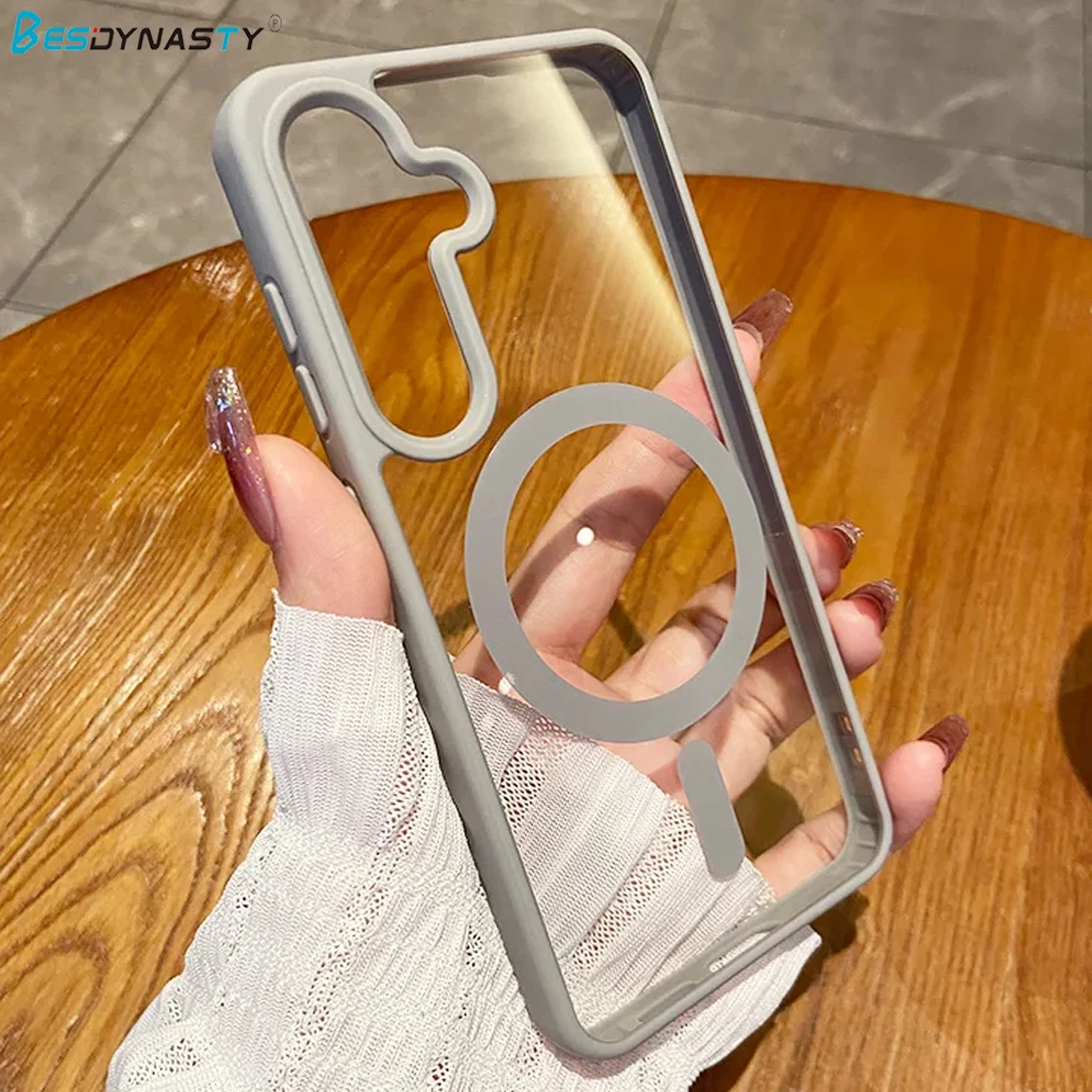 Colour Magsafe Wireless Charge Case for Samsung Galaxy S25 S22 S23 Plus S24 Ultra FE Clear Shockproo