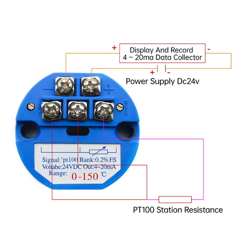 RTD PT100 Temperature Transmitter Sensor Module Thermal Resistance 4-20mA 0-5V 0-10V -50-50 -50-100 -50-150 0-100 0-200 Degree