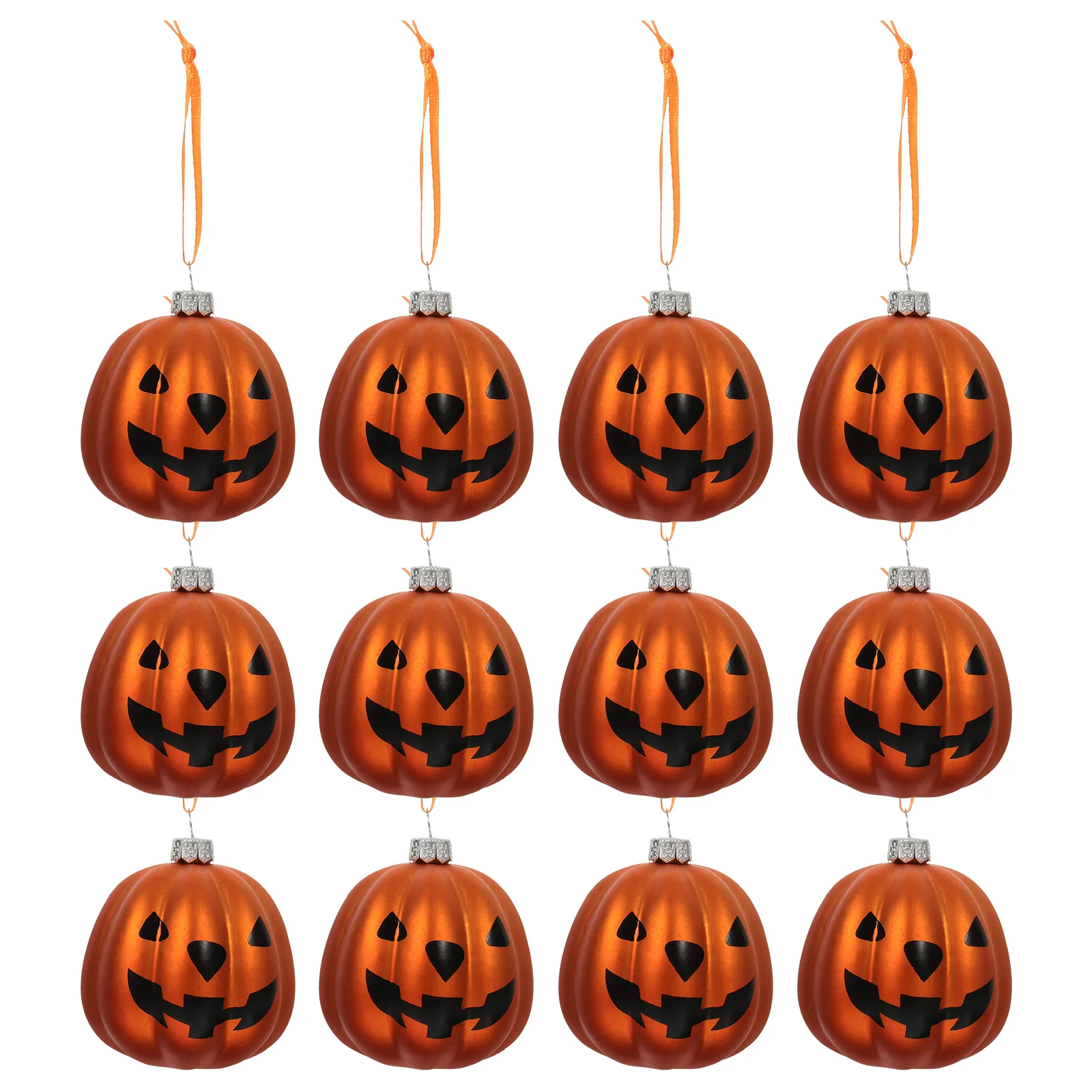 

12 Pcs Mini Halloween Ornaments Pumpkin Decorative Ball Pendant for Small Tree Light Post Orange Hanging