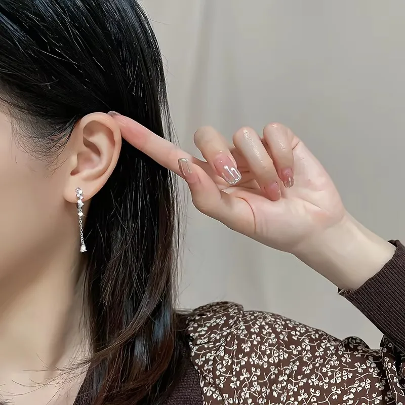 موضة زركونيا شرابة قلادة أقراط للنساء طويل الشرابة القرط مجوهرات هدايا عيد ميلاد الحزب